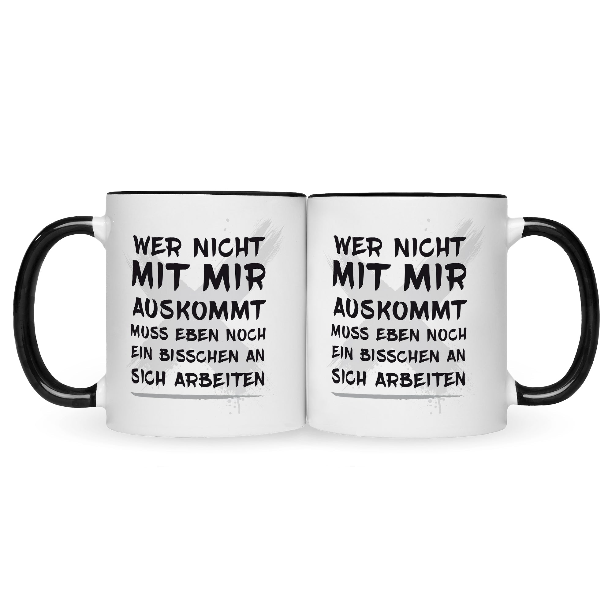 Bedruckte Tasse mit Spruch Wer nicht mit mir auskommt