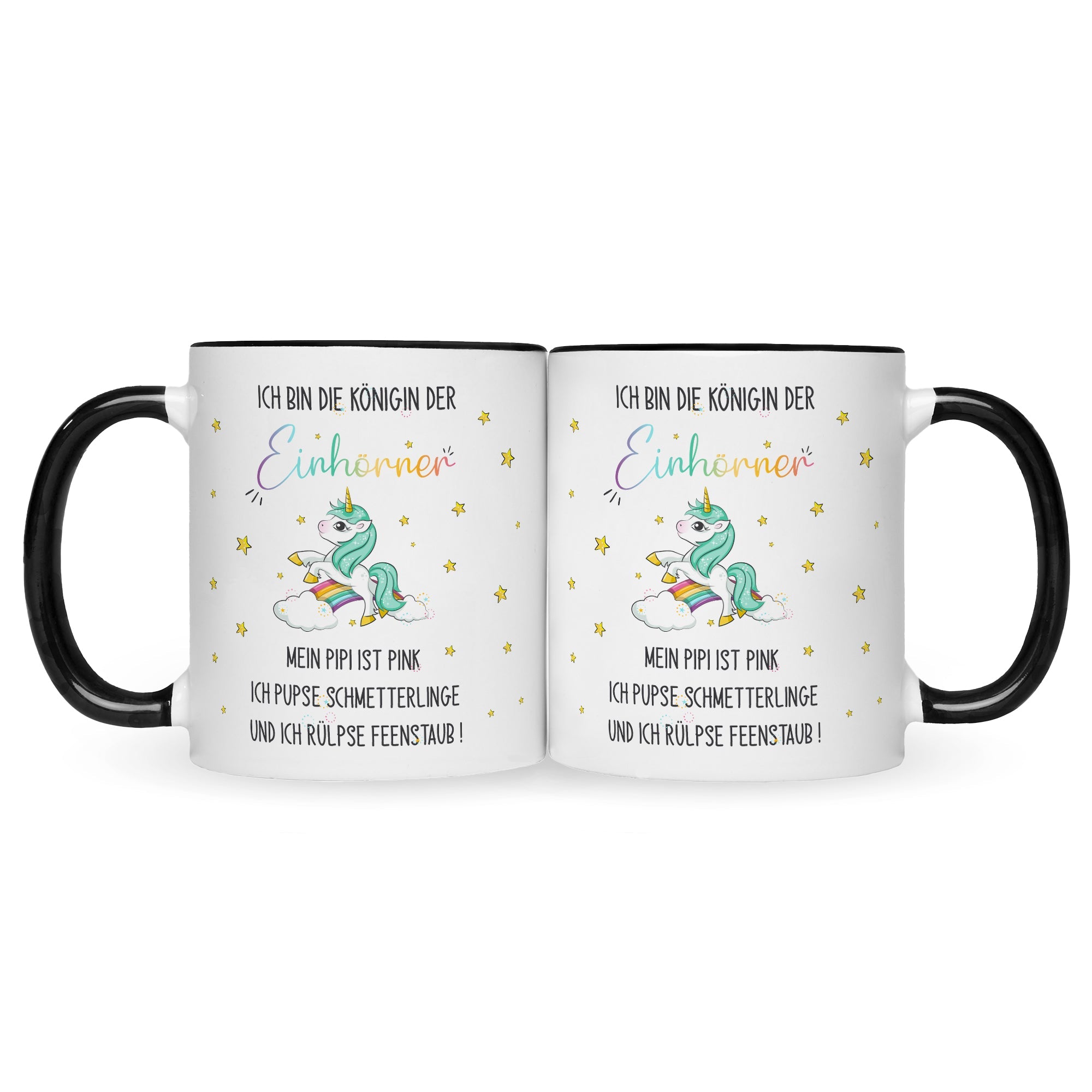 Bedruckte Tasse mit Spruch Königin der Einhörner