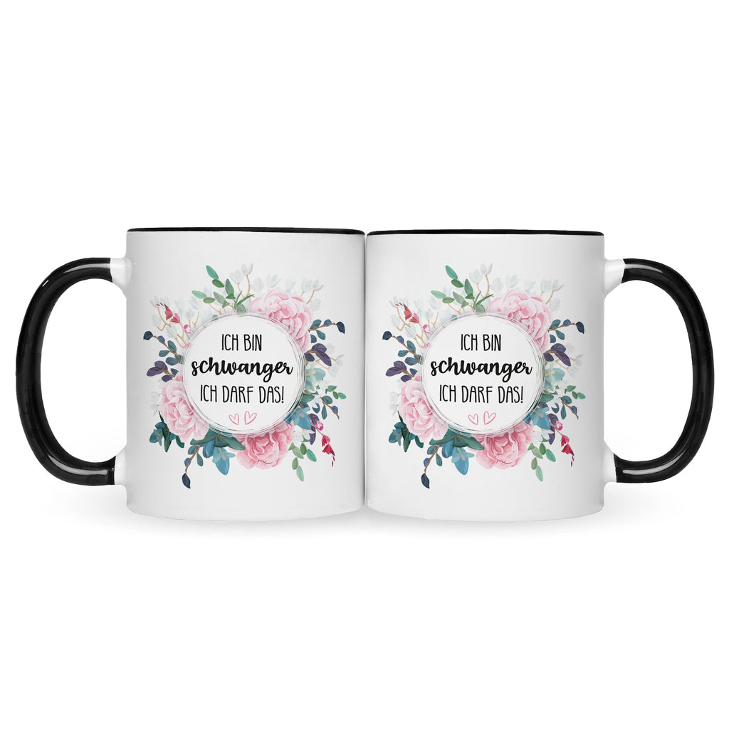 Bedruckte Tasse mit Spruch Ich bin Schwanger ich darf das