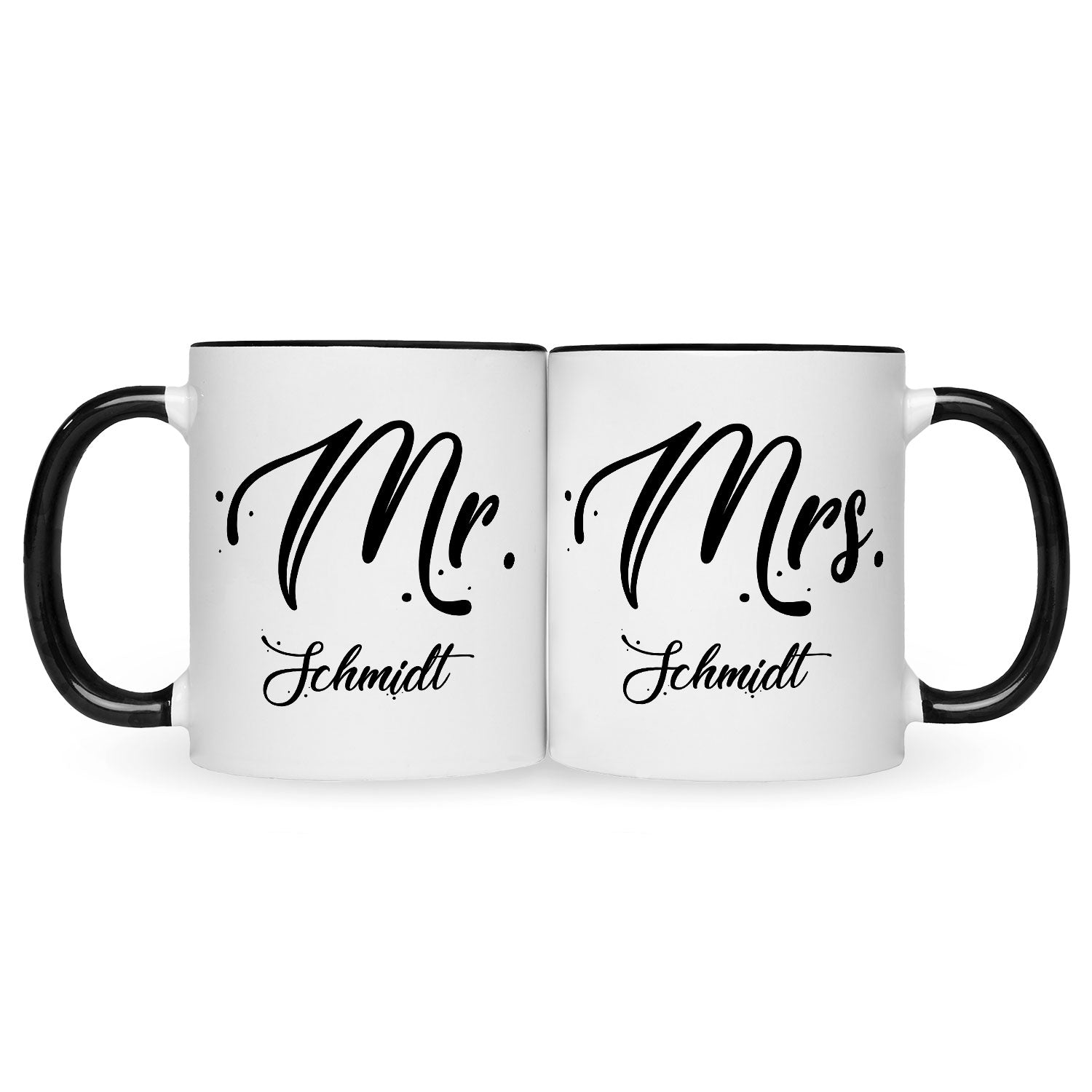 Bedruckte Tassen mit Spruch - Mr & Mrs mit Namen