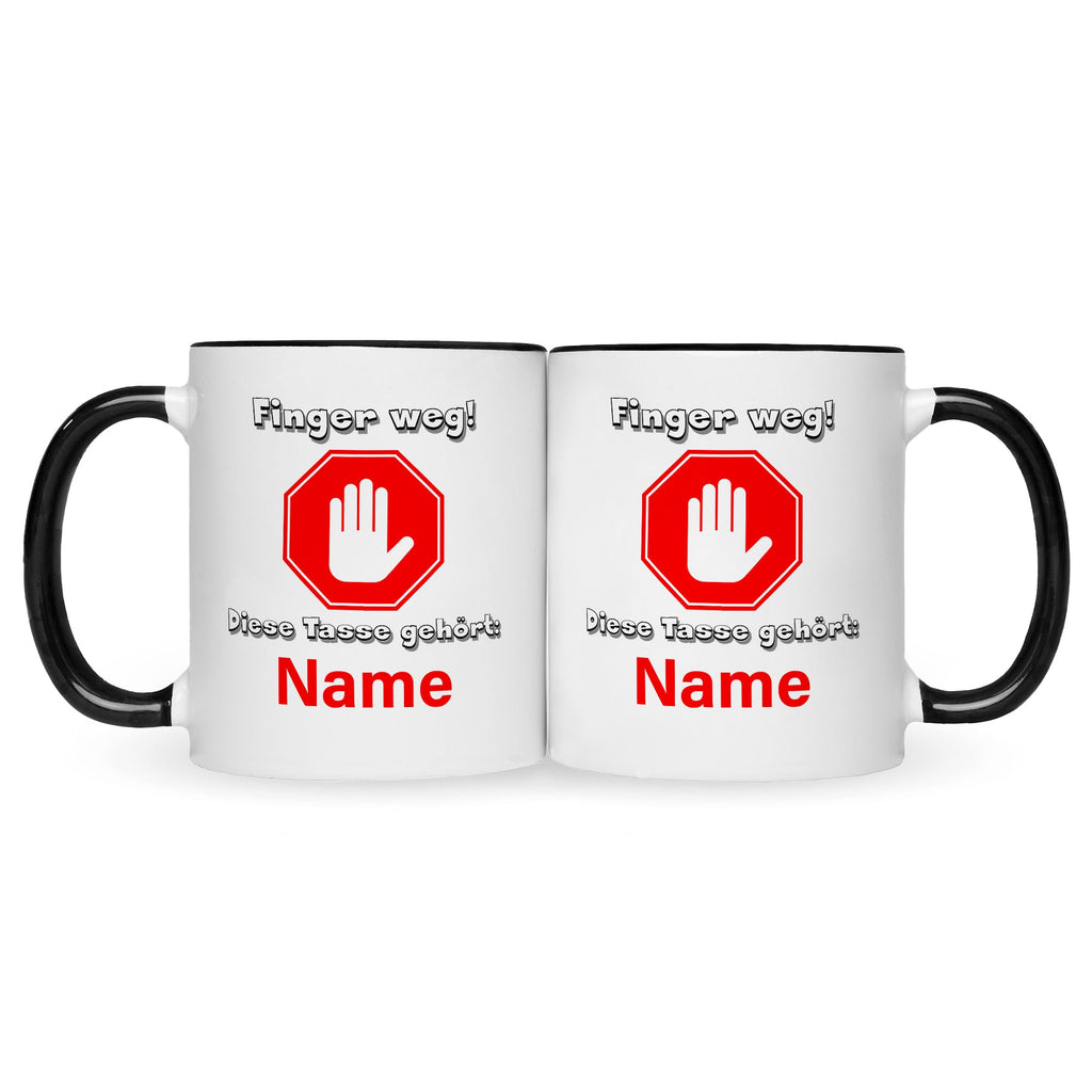 Bedruckte Tasse mit Spruch Finger weg!
