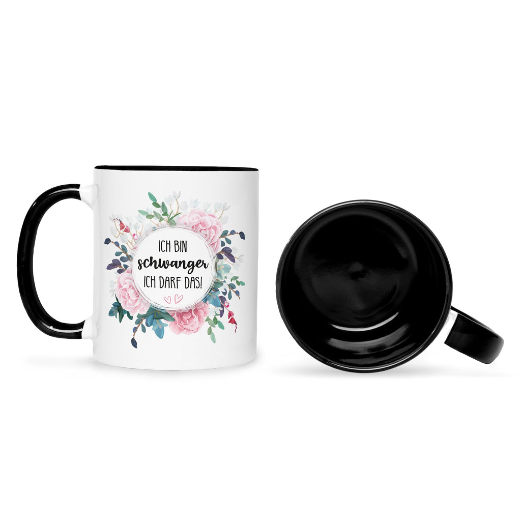 Bedruckte Tasse mit Spruch Ich bin Schwanger ich darf das