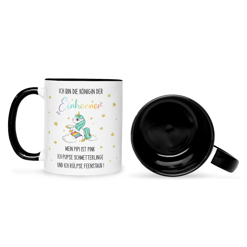 Bedruckte Tasse mit Spruch Königin der Einhörner