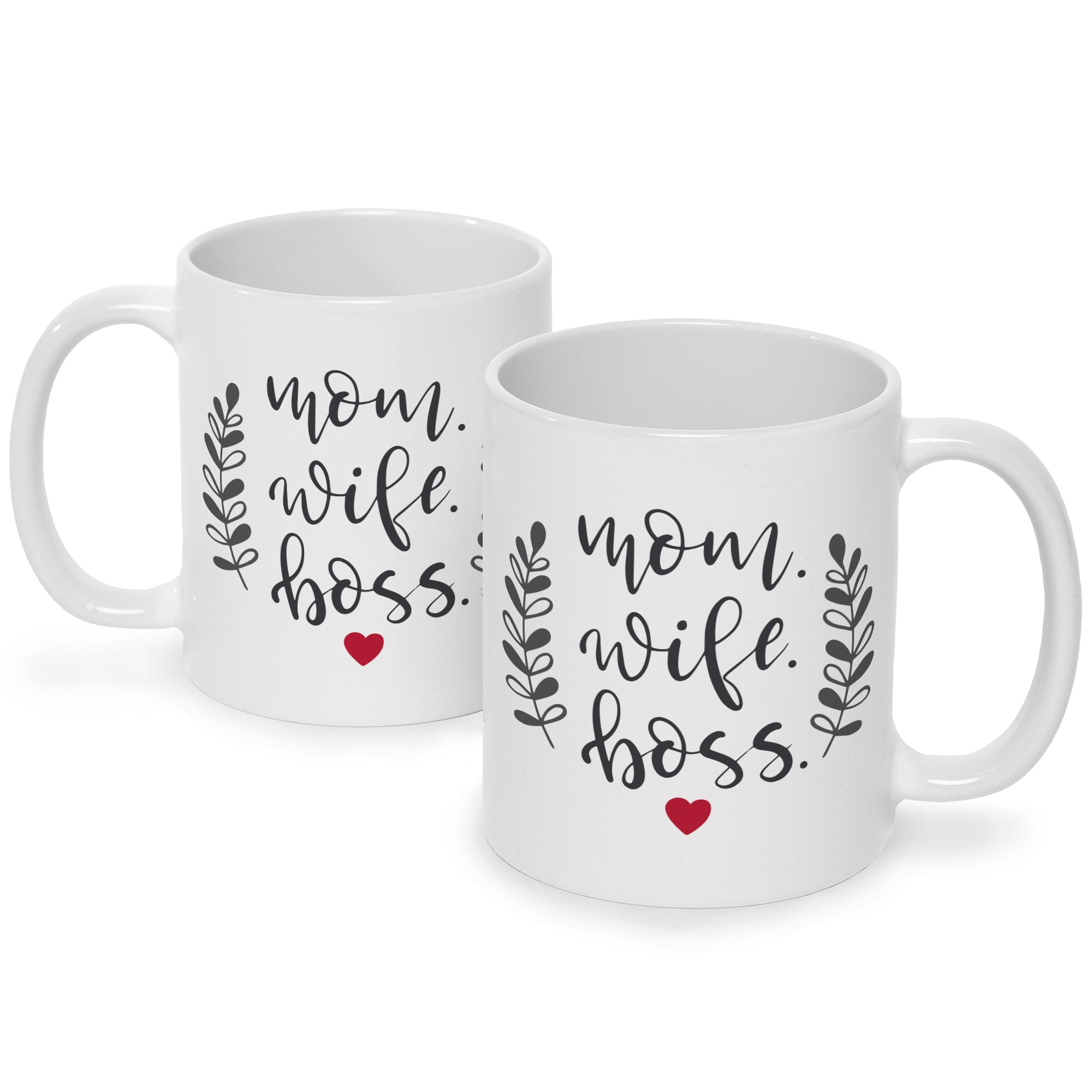 Bedruckte Tasse mit Spruch Mom Wife Boss