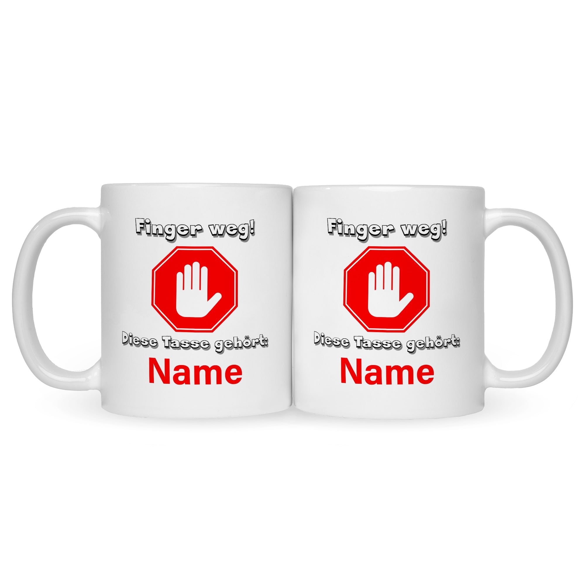 Bedruckte Tasse mit Spruch Finger weg!