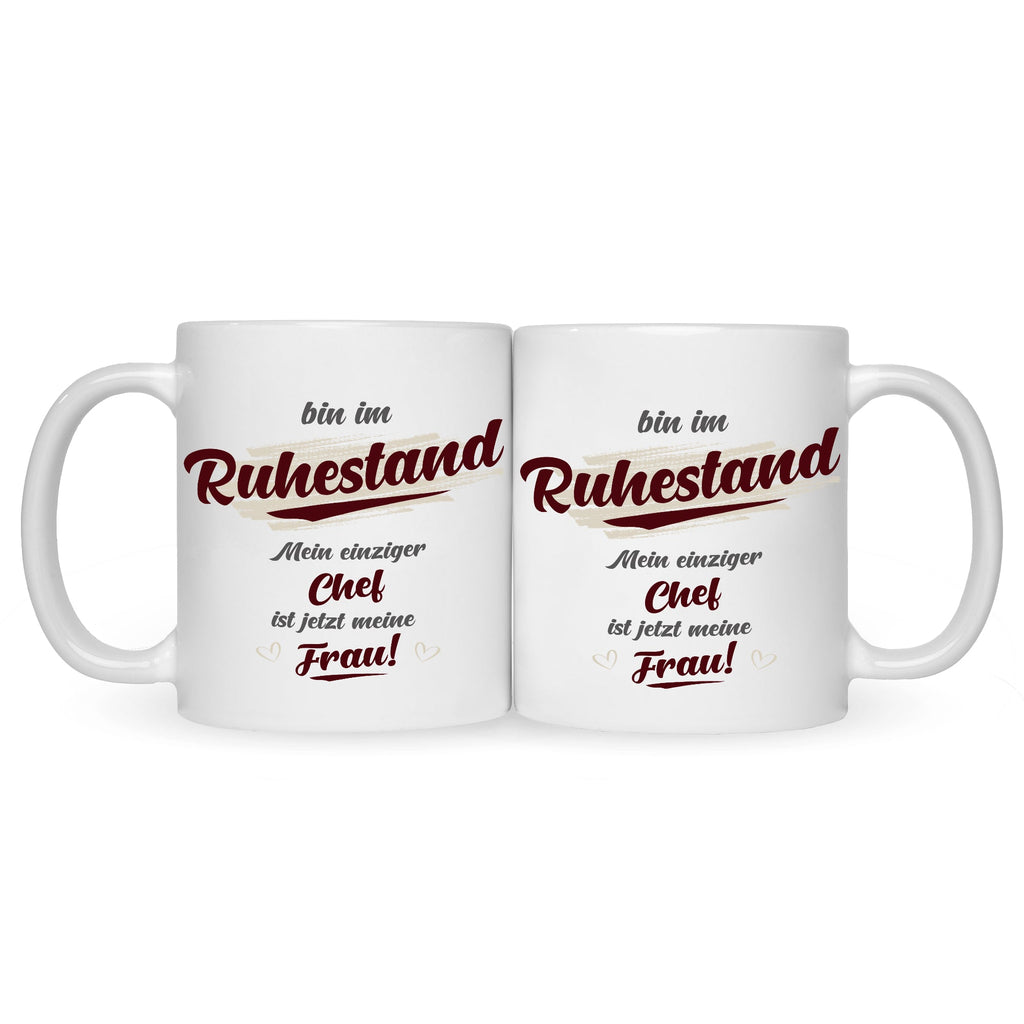 Bedruckte Tasse mit Spruch Bin im Ruhestand