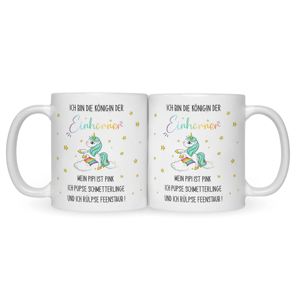 Bedruckte Tasse mit Spruch Königin der Einhörner