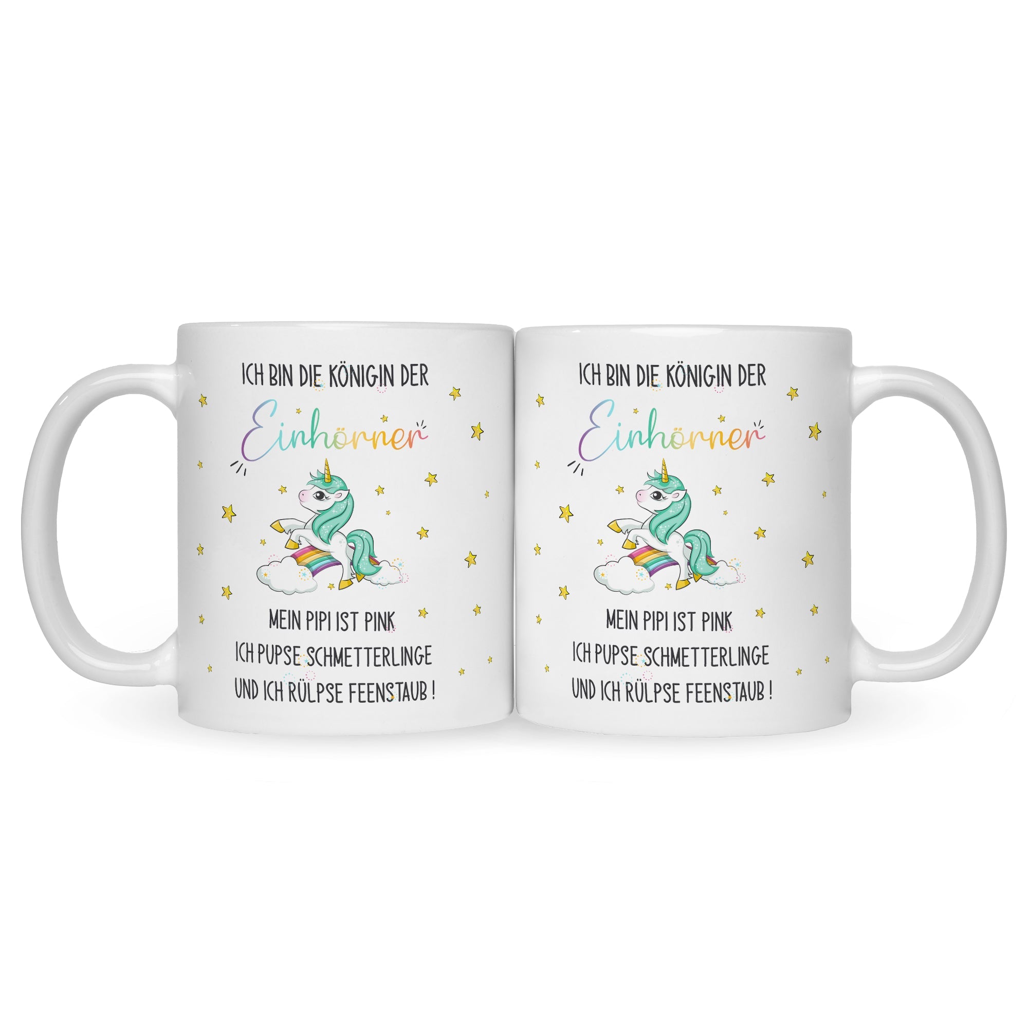 Bedruckte Tasse mit Spruch Königin der Einhörner