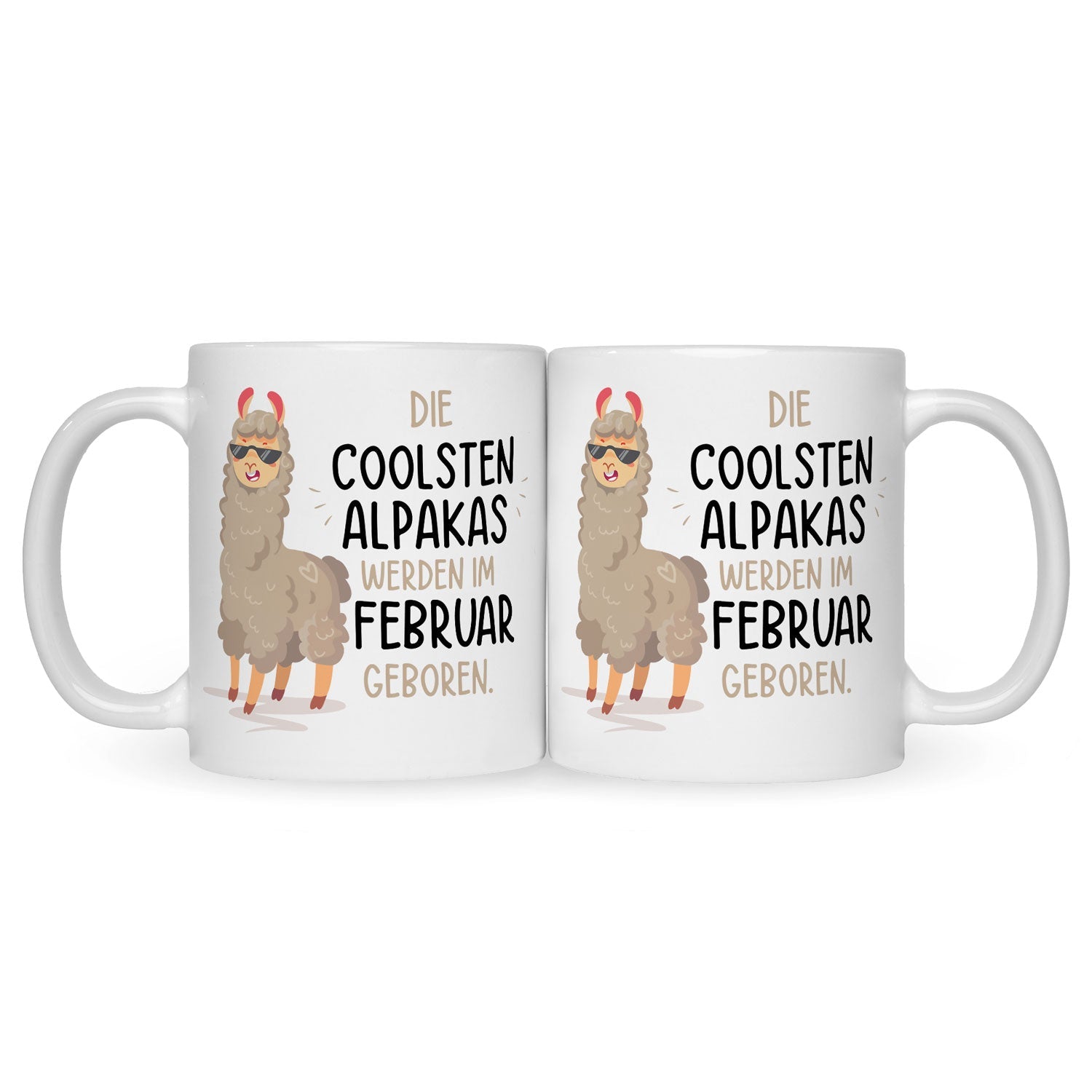 Bedruckte Tasse mit Spruch Die coolsten Alpakas