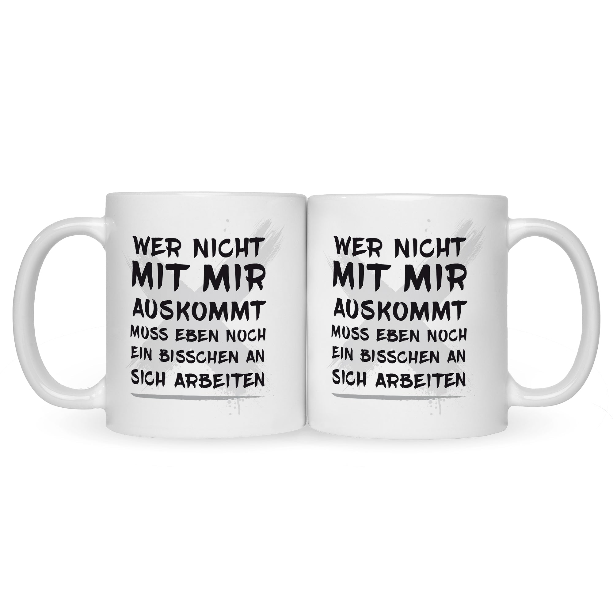 Bedruckte Tasse mit Spruch Wer nicht mit mir auskommt