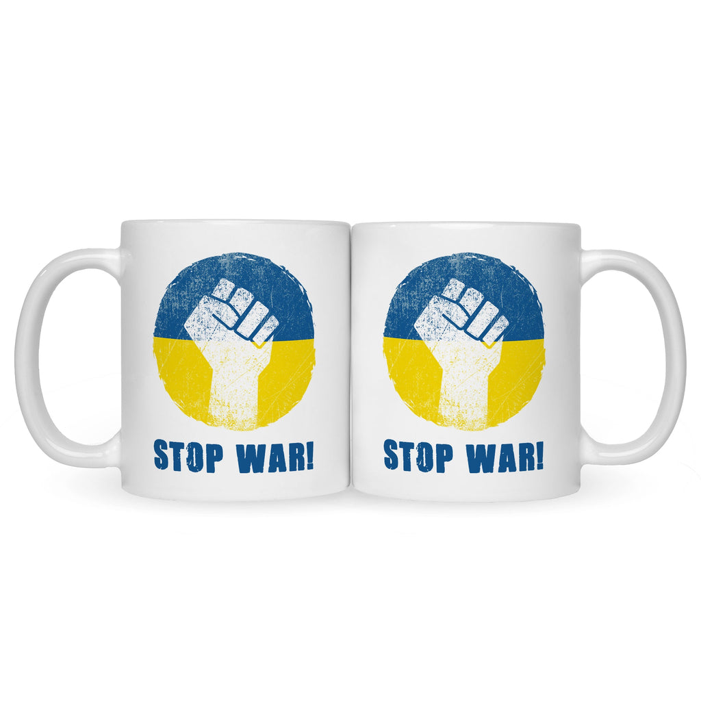 Bedruckte Tasse mit Spruch Stop War Ukraine
