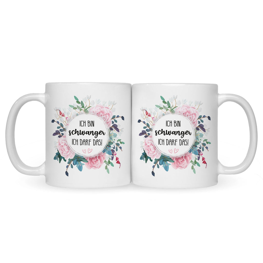 Bedruckte Tasse mit Spruch Ich bin Schwanger ich darf das
