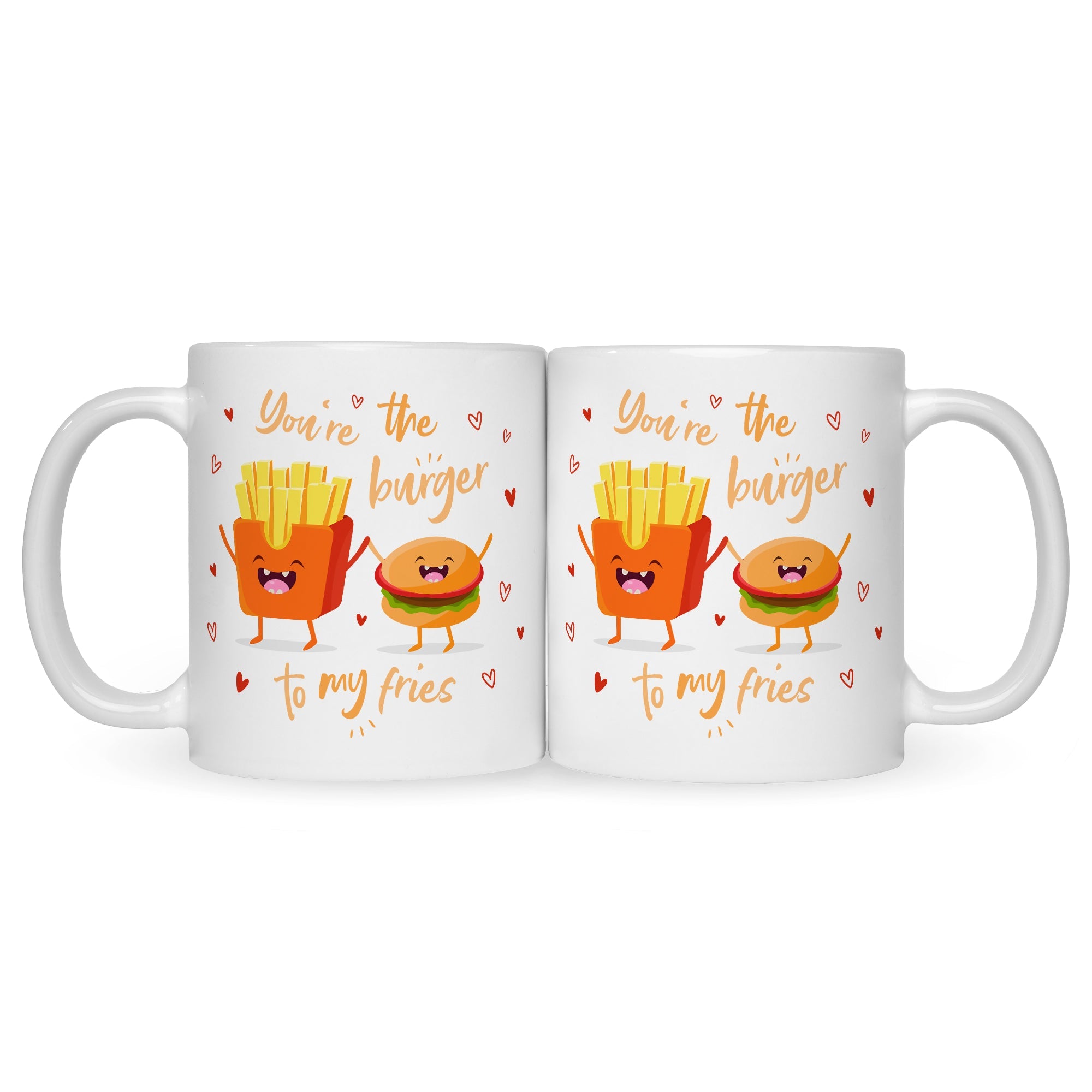 Bedruckte Tasse mit Spruch Burger to my fries