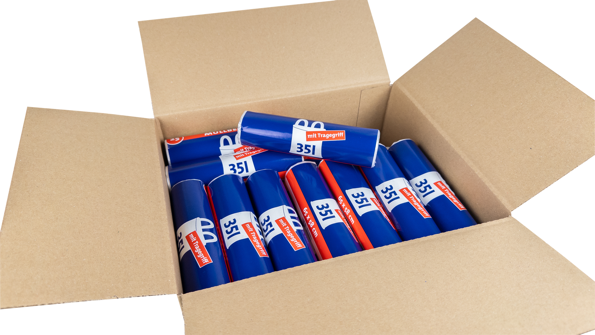 35L Müllbeutel mit Tragegriff - Transparent - Reißfest & Flüssigkeitsdicht