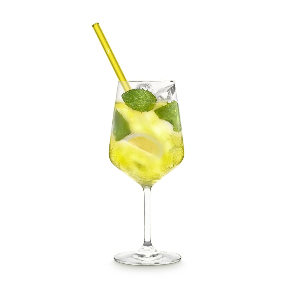 Gelbe Glasstrohhalme 6x 20cm Gerade - NEON