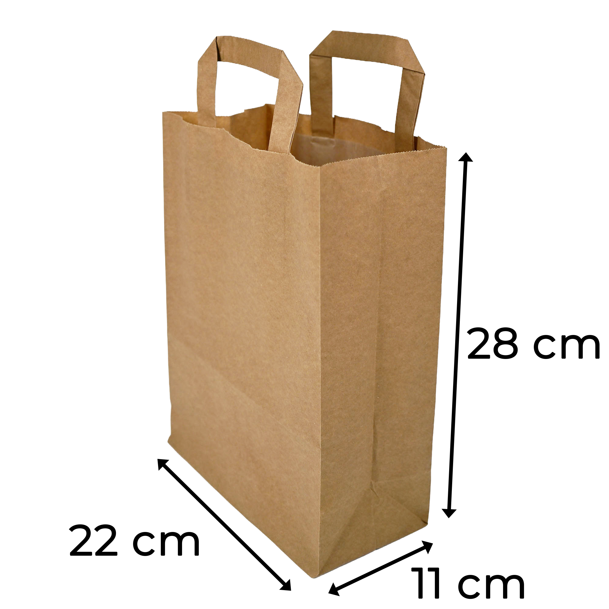 Papiertragetaschen Braun mit Henkel 22+11x28cm - FSC Kraftpapier Tüten