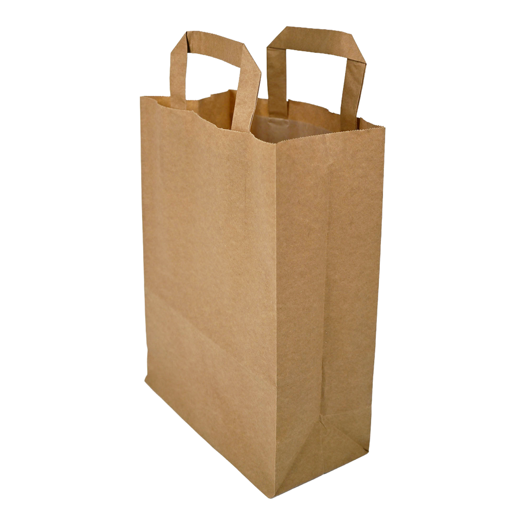 Papiertragetaschen Braun mit Henkel 22+11x28cm - FSC Kraftpapier Tüten