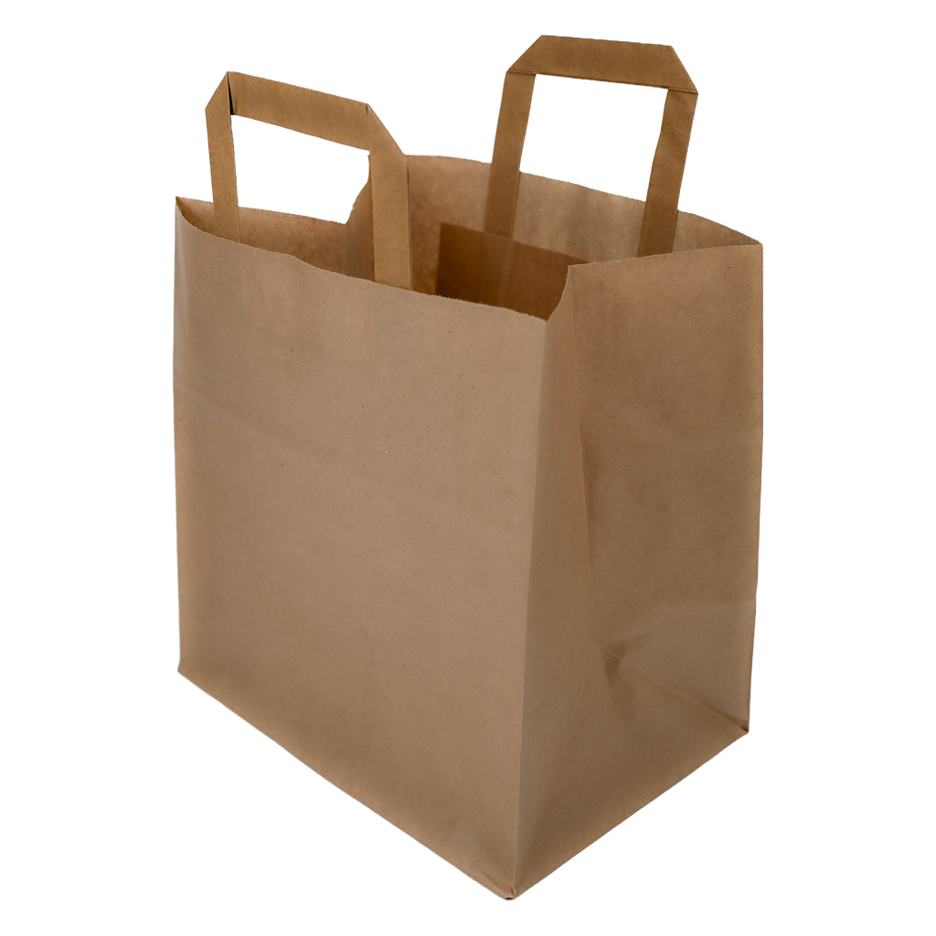 Papiertragetaschen Braun mit Henkel 26+17x25cm - FSC Kraftpapier Tüten