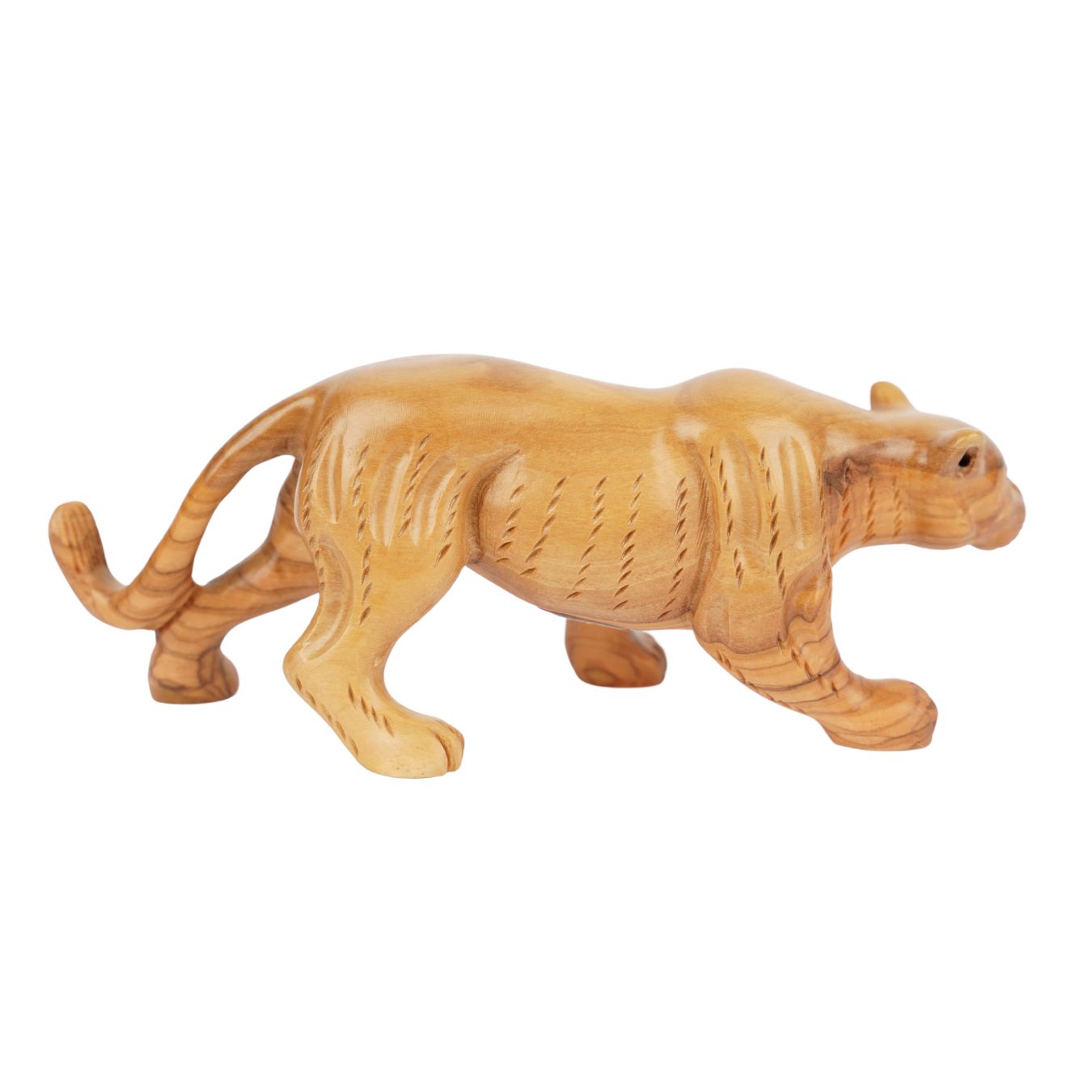 Handgeschnitzter Puma aus Olivenholz (klein) – Kunstvolle Holzskulptur aus Bethlehem (7x20 cm)