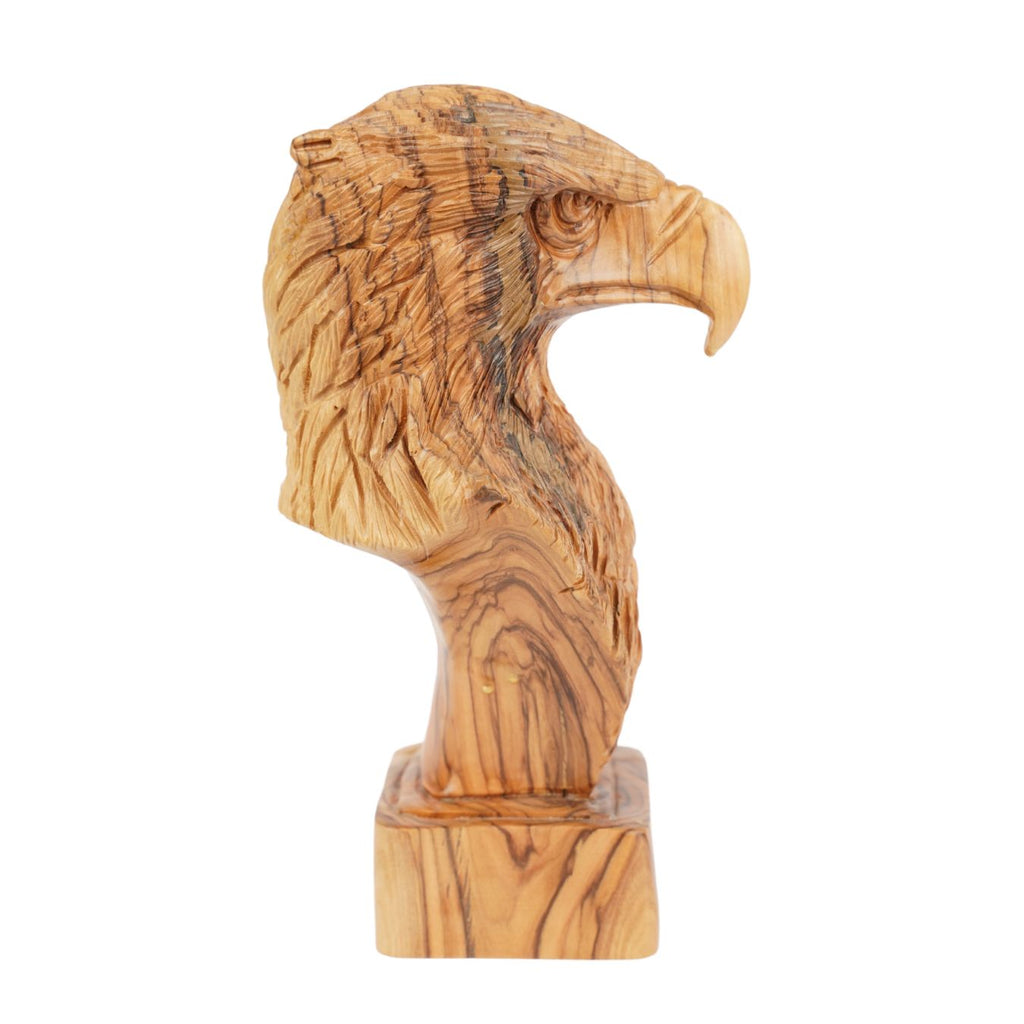 Handgeschnitzter Adlerkopf aus Olivenholz – Exklusive Holzskulptur aus Bethlehem (23 cm)