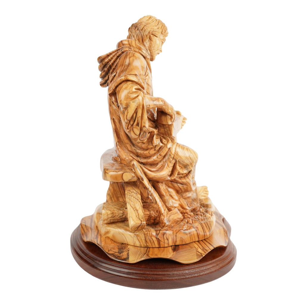 Handgeschnitzte Skulptur „Josef als Zimmermann“ – Olivenholzfigur aus Bethlehem (29 cm)