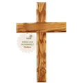 Olivenholz Kreuz gewellt | Schlichtes Wandkreuz als Geschenk zur Taufe, Kommunion oder Geburt