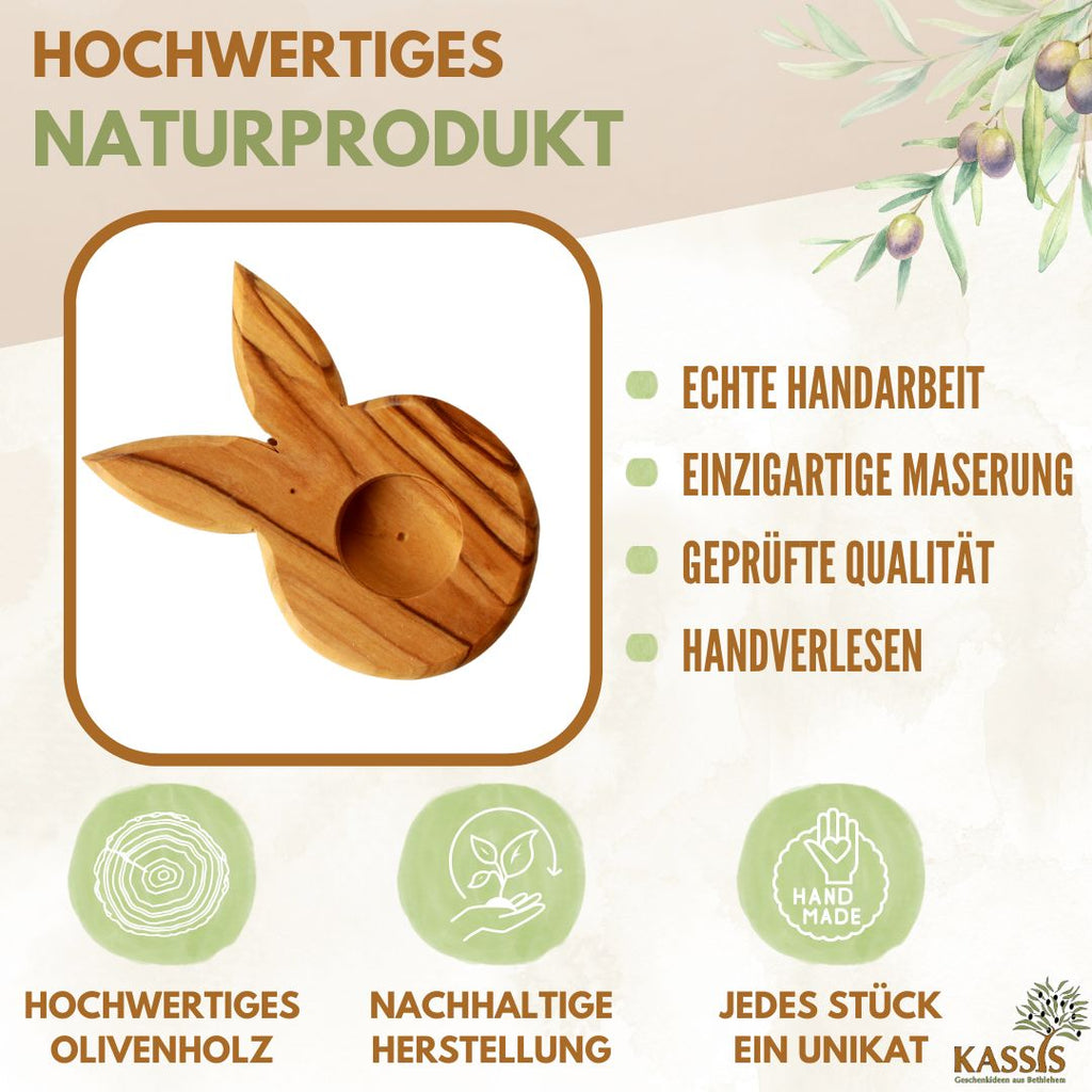 Eierständer Hase aus Olivenholz | Osterdeko & Tischdeko für Ostern und Frühlingszeit