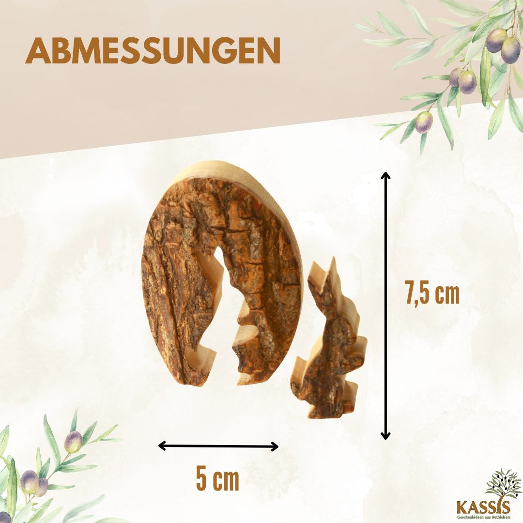 Osterhase im Ei aus Olivenholz mit Rinde | Liebevolle Tischdeko & Osterdeko für Frühling und Ostern