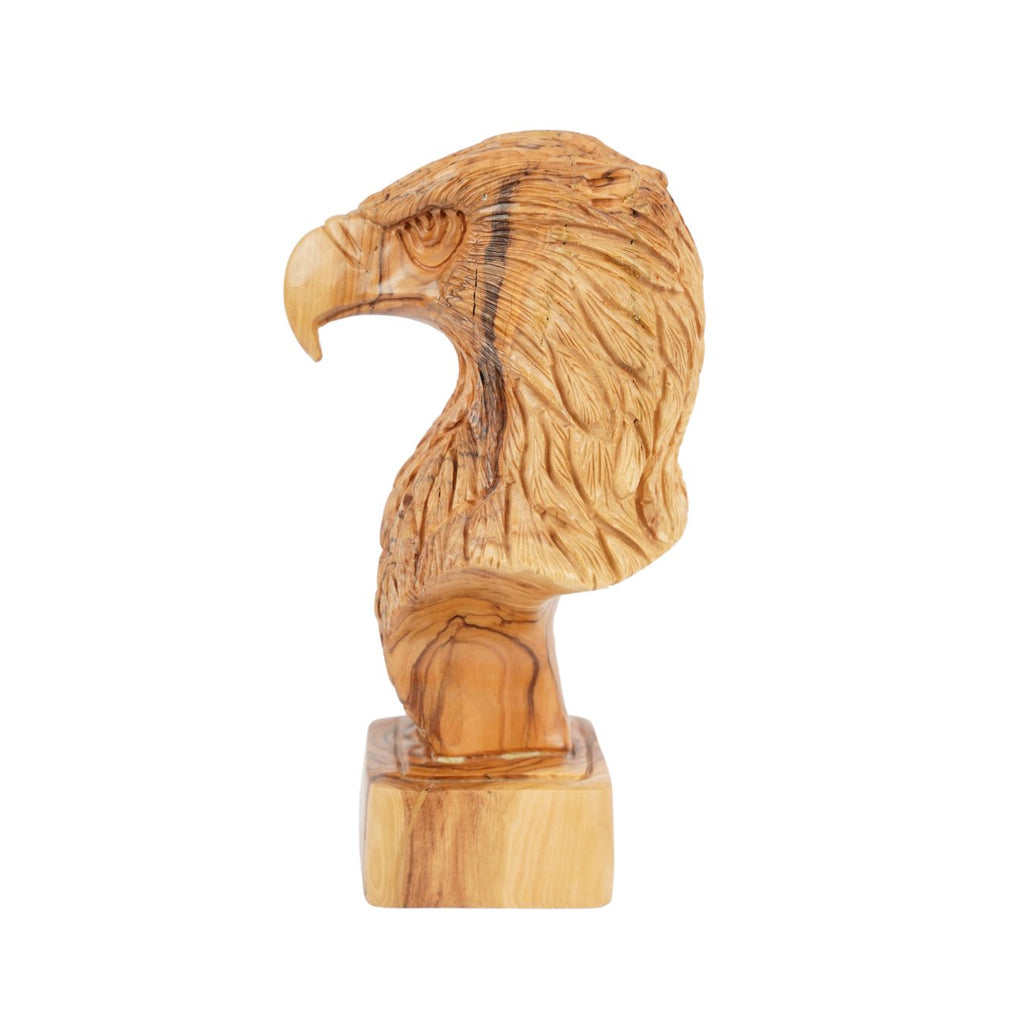 Handgeschnitzter Adlerkopf aus Olivenholz – Exklusive Holzskulptur aus Bethlehem (23 cm)