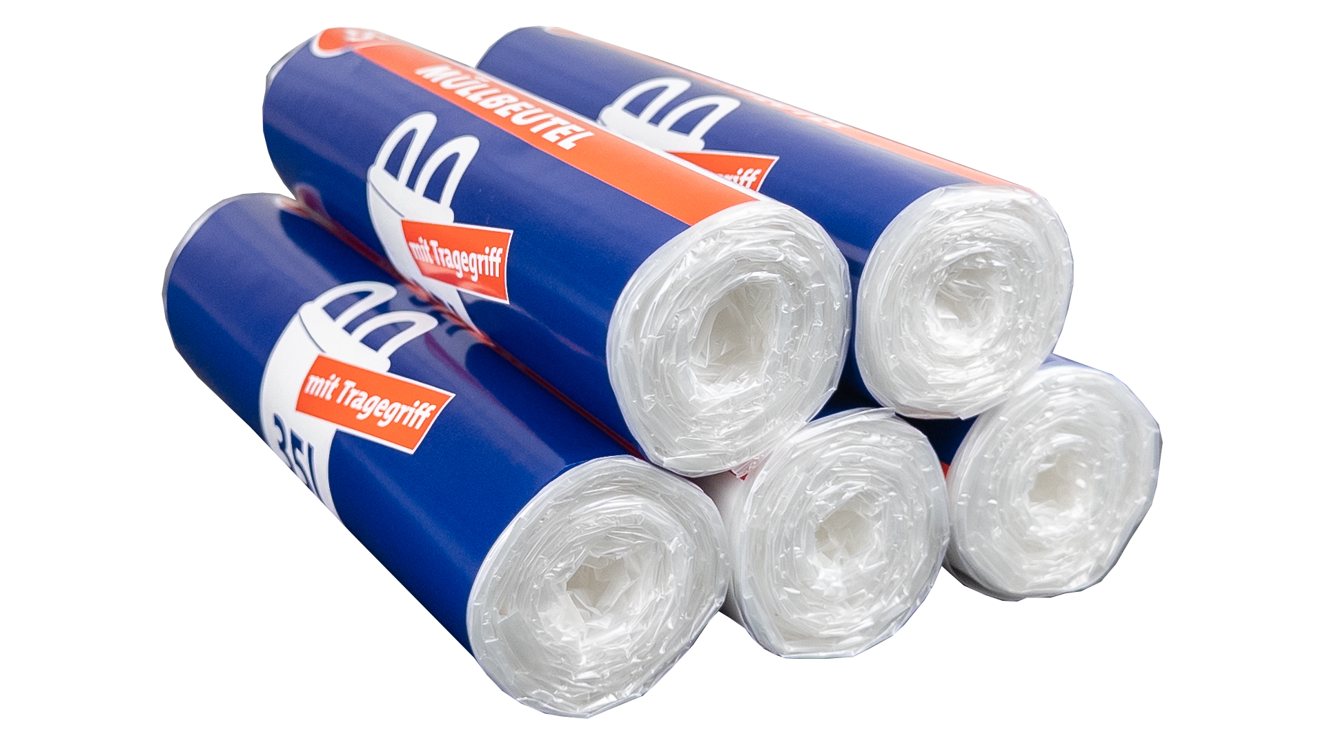 35L Müllbeutel mit Tragegriff - Transparent - Reißfest & Flüssigkeitsdicht