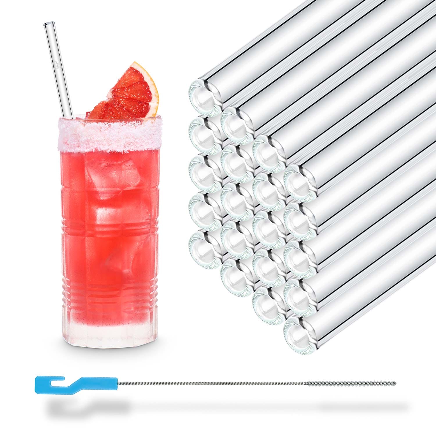 50x 23cm Glasstrohhalme für jeden Anlass inkl. Profi Reinigungsbürste