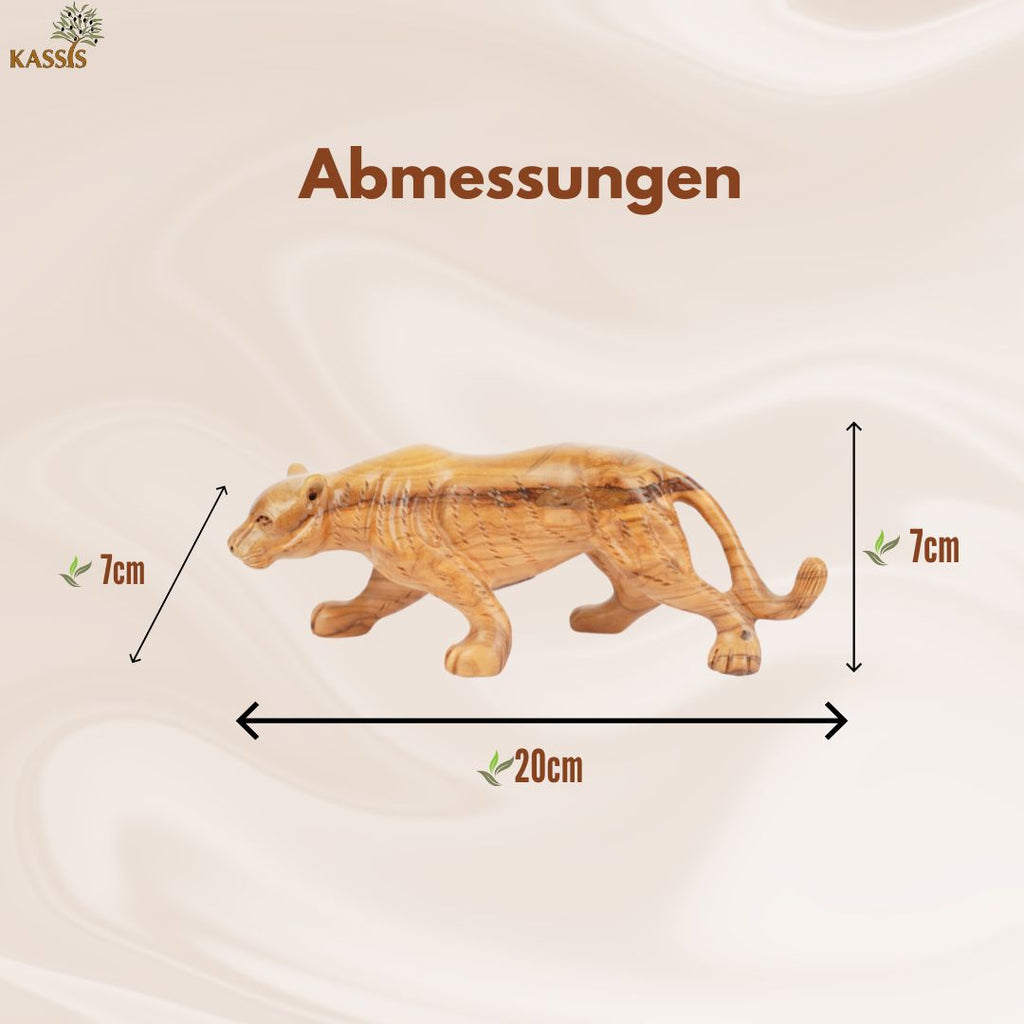 Handgeschnitzter Puma aus Olivenholz (klein) – Kunstvolle Holzskulptur aus Bethlehem (7x20 cm)