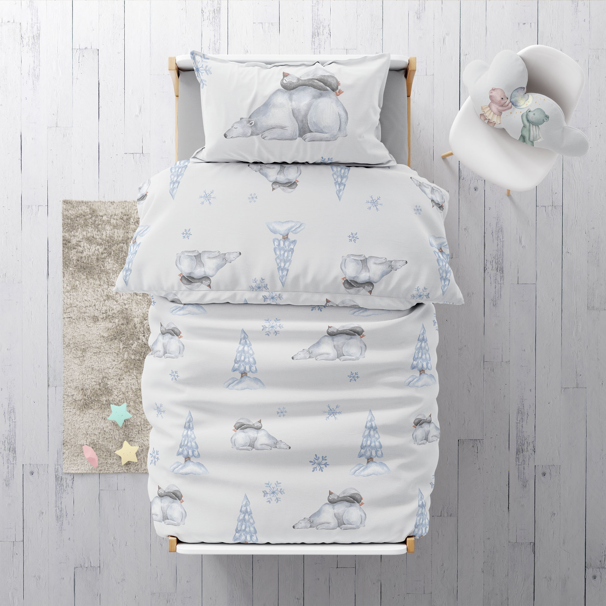 “Eisbär und Pinguin” Premium Kinderbettwäsche