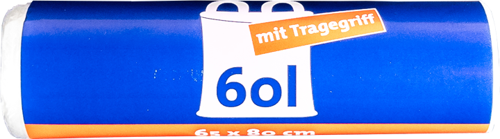 60L Müllbeutel mit Tragegriff - Transparent - Reißfest & Flüssigkeitsdicht