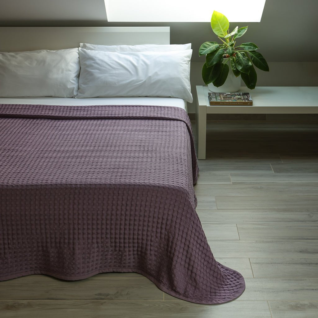Waffelmuster Baumwolle Piqué Tagesdecke