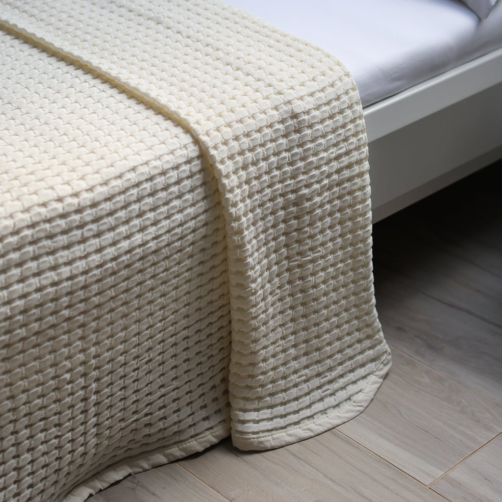 Waffelmuster Baumwolle Piqué Tagesdecke