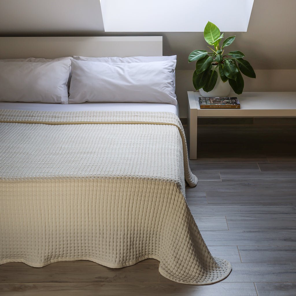 Waffelmuster Baumwolle Piqué Tagesdecke