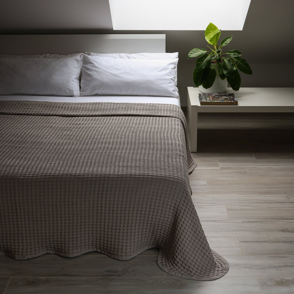 Waffelmuster Baumwolle Piqué Tagesdecke