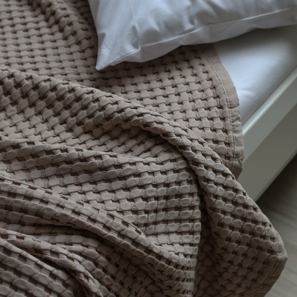 Waffelmuster Baumwolle Piqué Tagesdecke