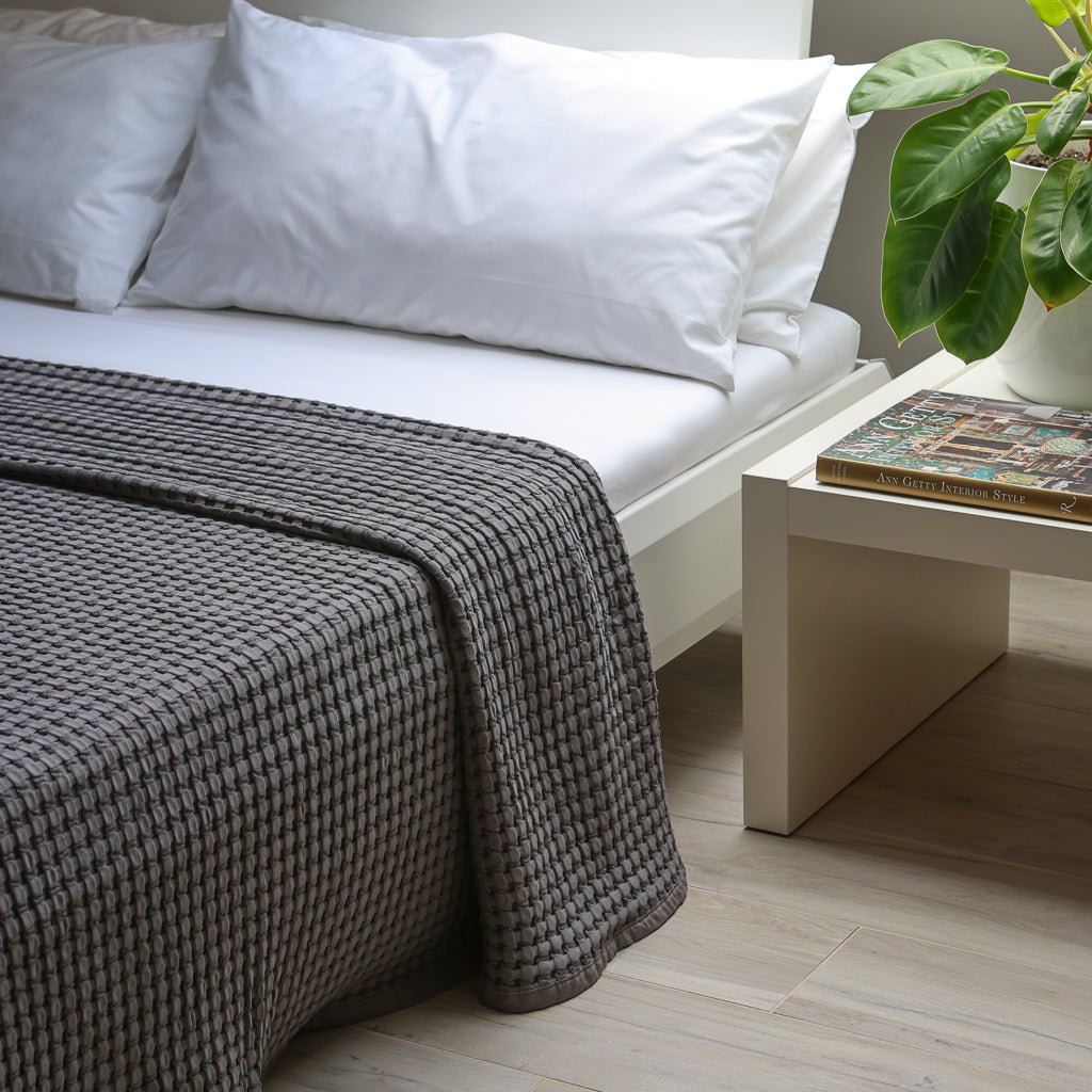 Waffelmuster Baumwolle Piqué Tagesdecke