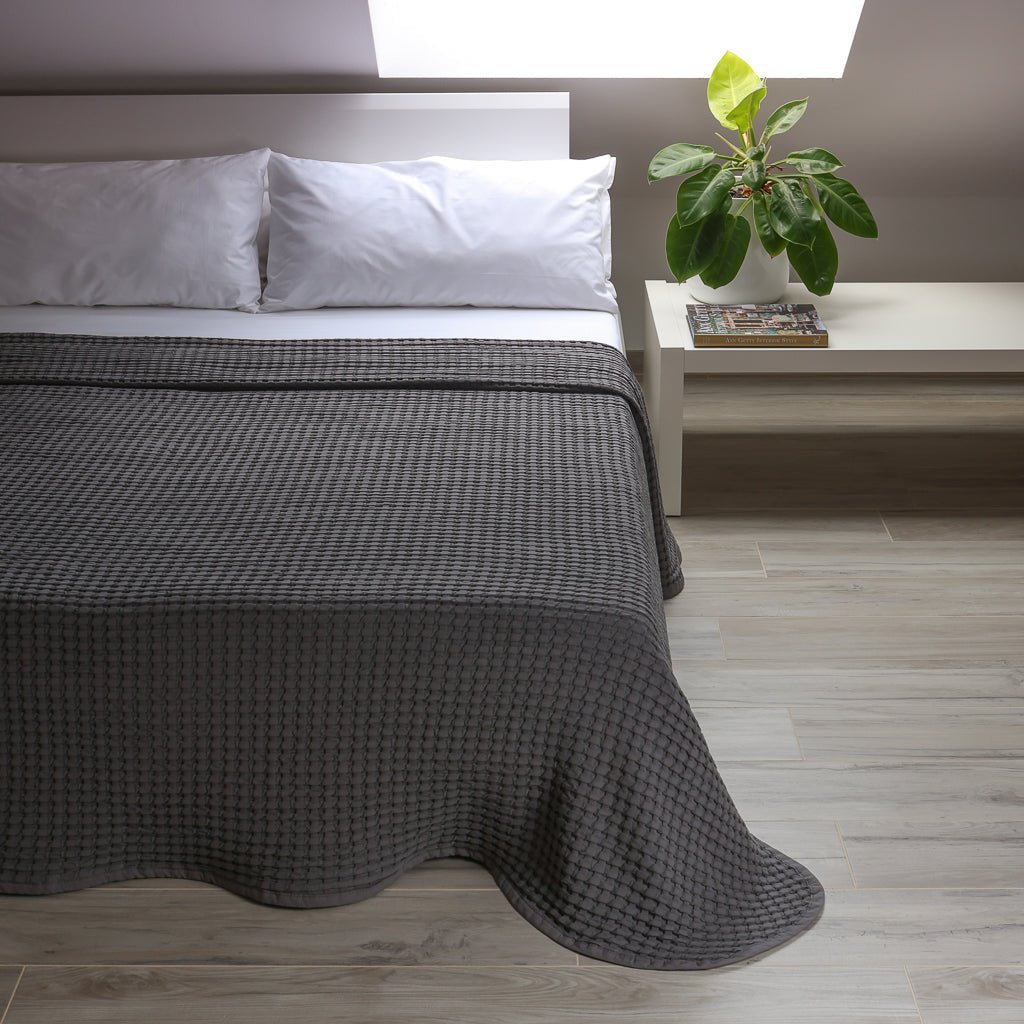 Waffelmuster Baumwolle Piqué Tagesdecke