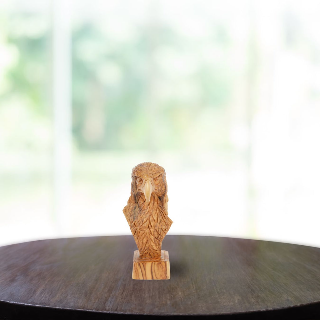 Handgeschnitzter Adlerkopf aus Olivenholz – Exklusive Holzskulptur aus Bethlehem (23 cm)