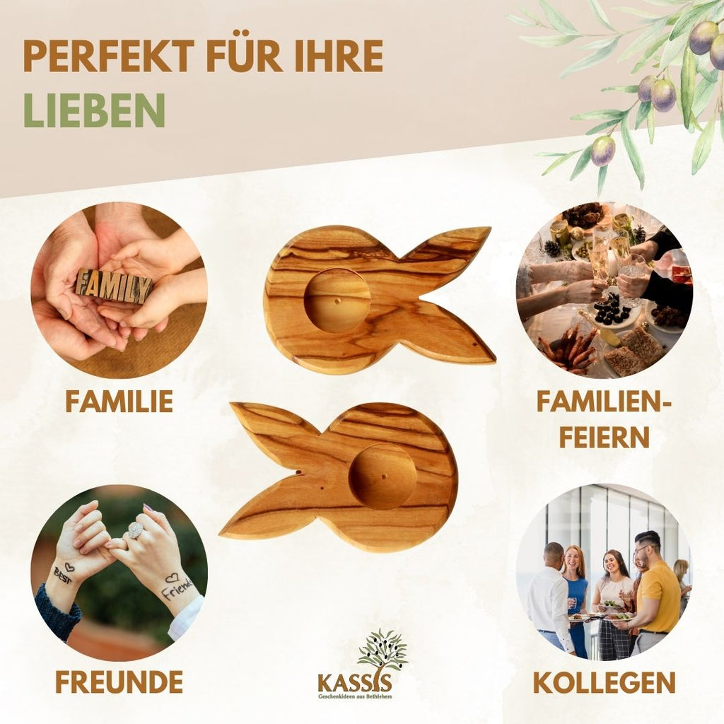 Eierständer Hase aus Olivenholz | Osterdeko & Tischdeko für Ostern und Frühlingszeit