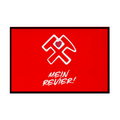 Fußmatte mit Gummirand, rot, weißes Logo mit rotem Herz und Schrift „Mein Revier!“