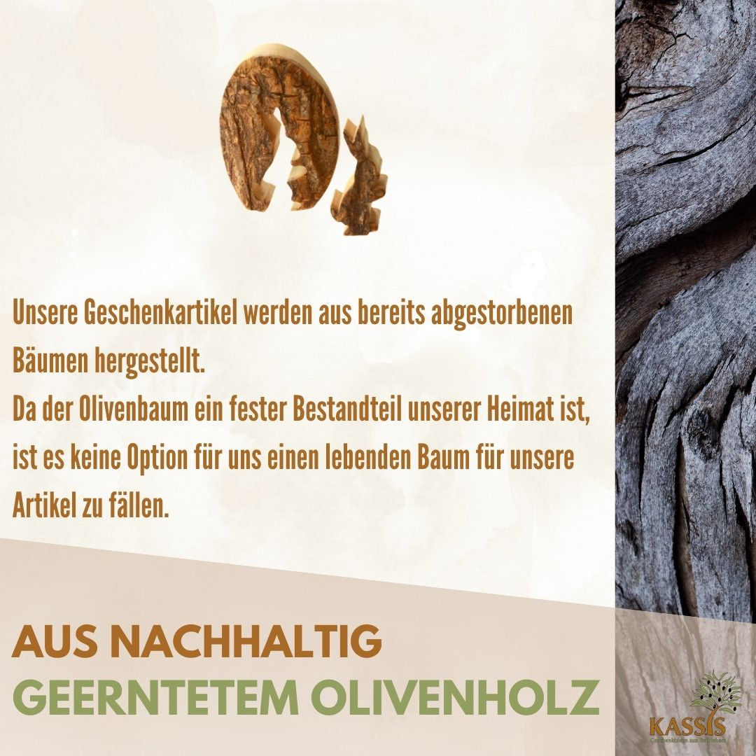 Osterhase im Ei aus Olivenholz mit Rinde | Liebevolle Tischdeko & Osterdeko für Frühling und Ostern
