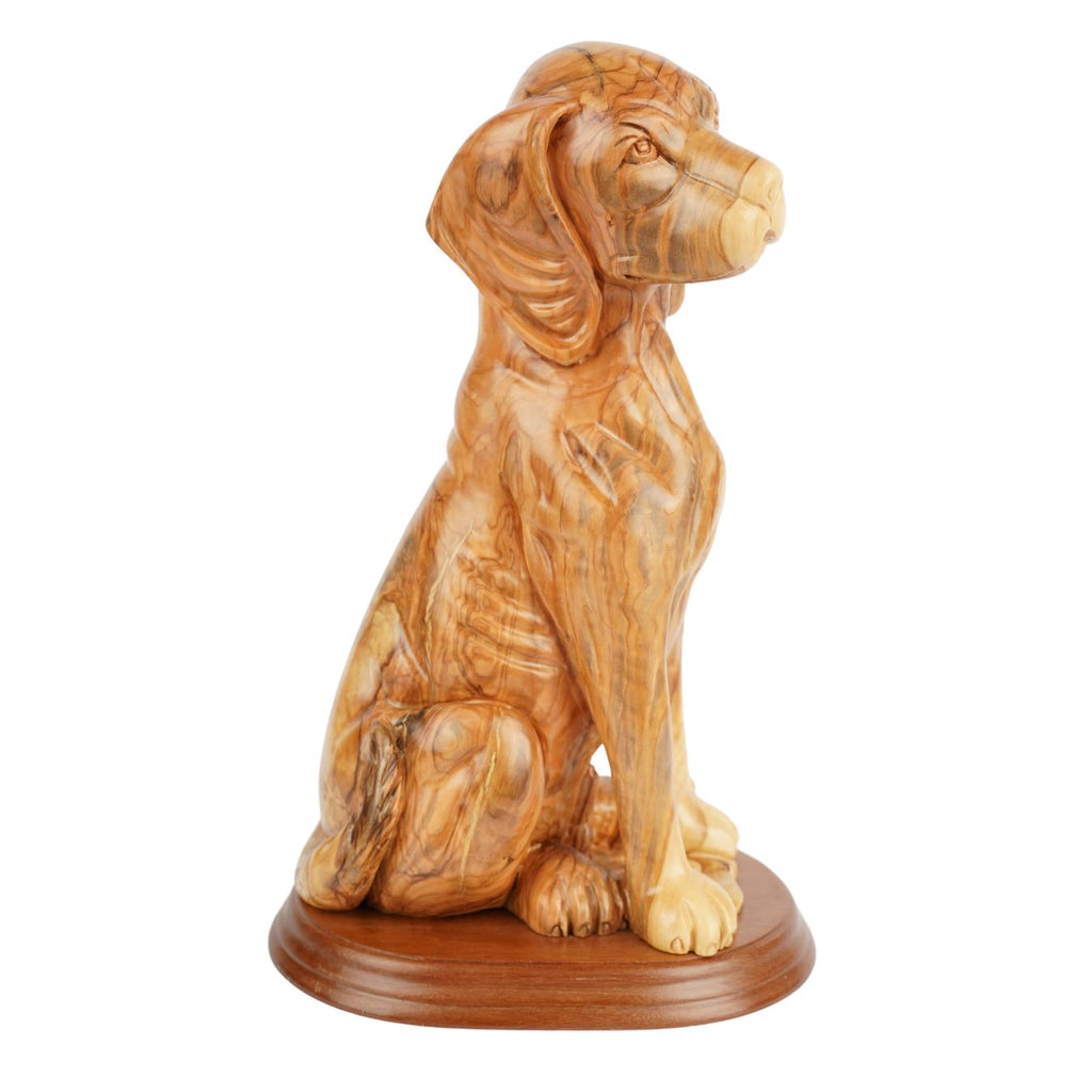 Handgeschnitzter Hund aus Olivenholz – Exklusive Holzskulptur aus Bethlehem (32 cm)