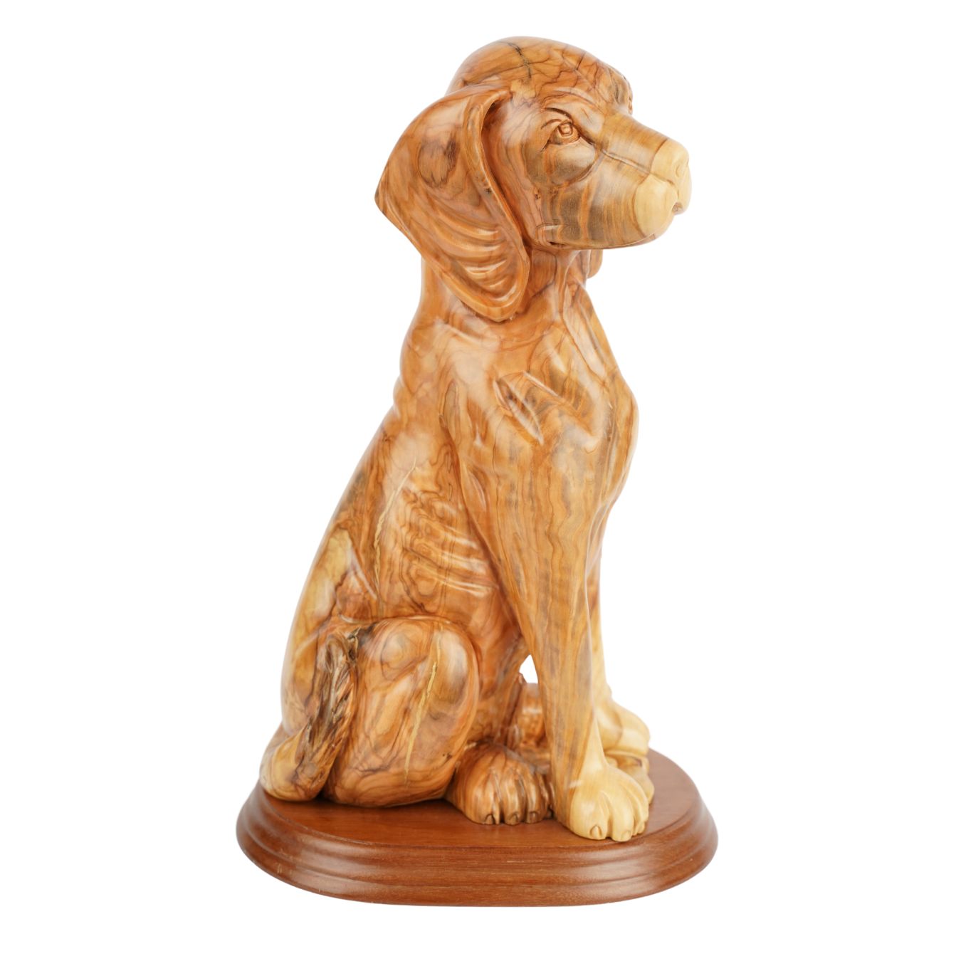 Handgeschnitzter Hund aus Olivenholz – Exklusive Holzskulptur aus Bethlehem (32 cm)