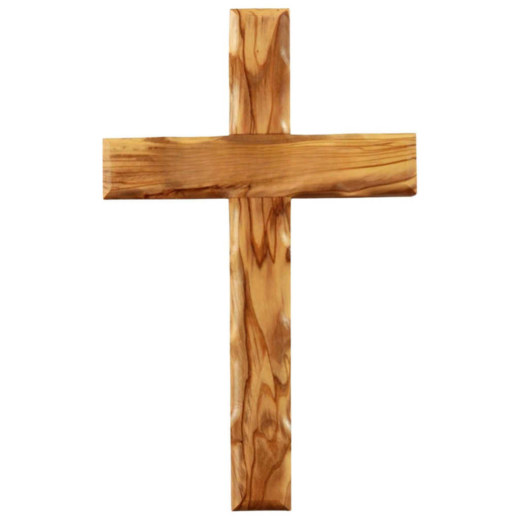Olivenholz Kreuz gewellt | Schlichtes Wandkreuz als Geschenk zur Taufe, Kommunion oder Geburt