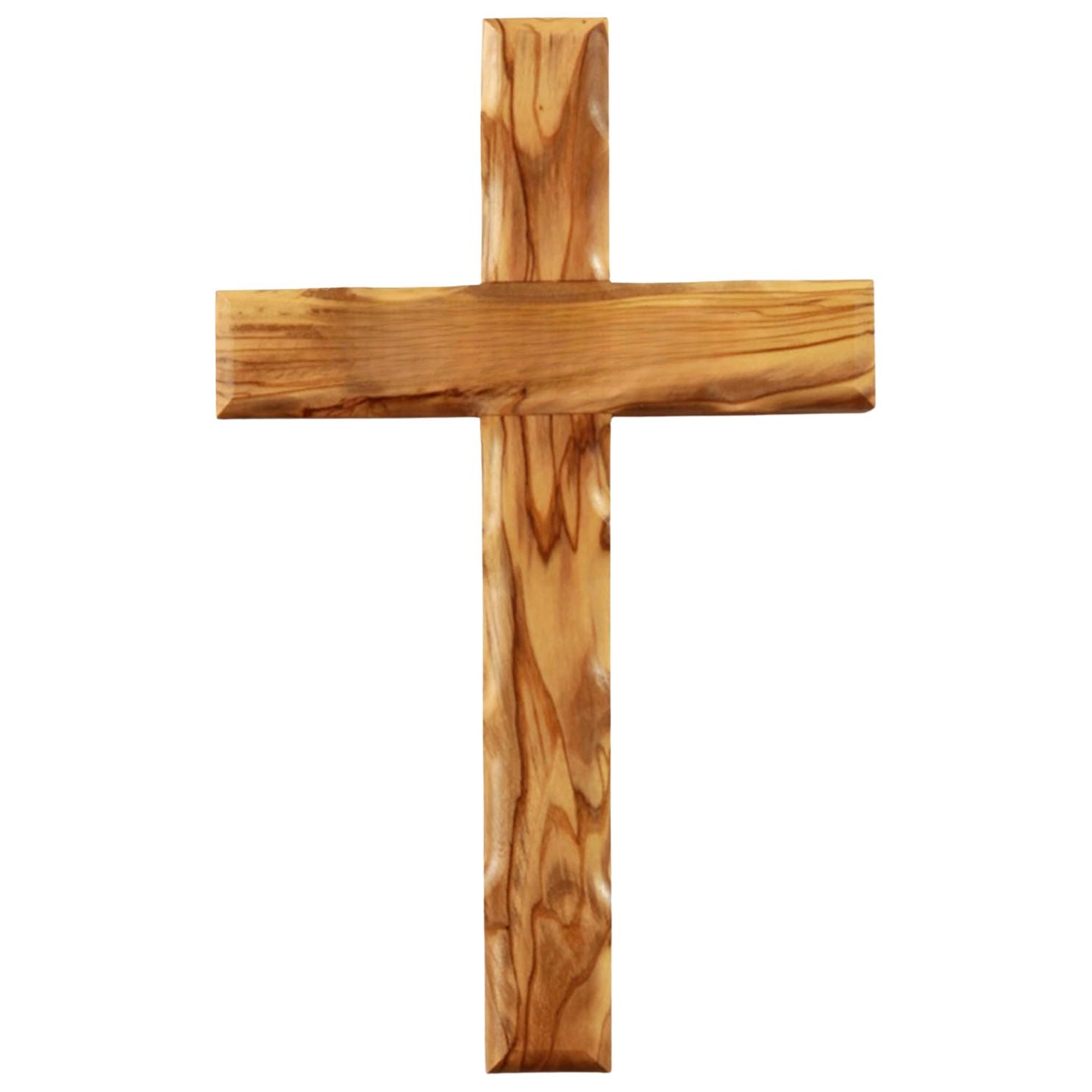 Olivenholz Kreuz gewellt | Schlichtes Wandkreuz als Geschenk zur Taufe, Kommunion oder Geburt