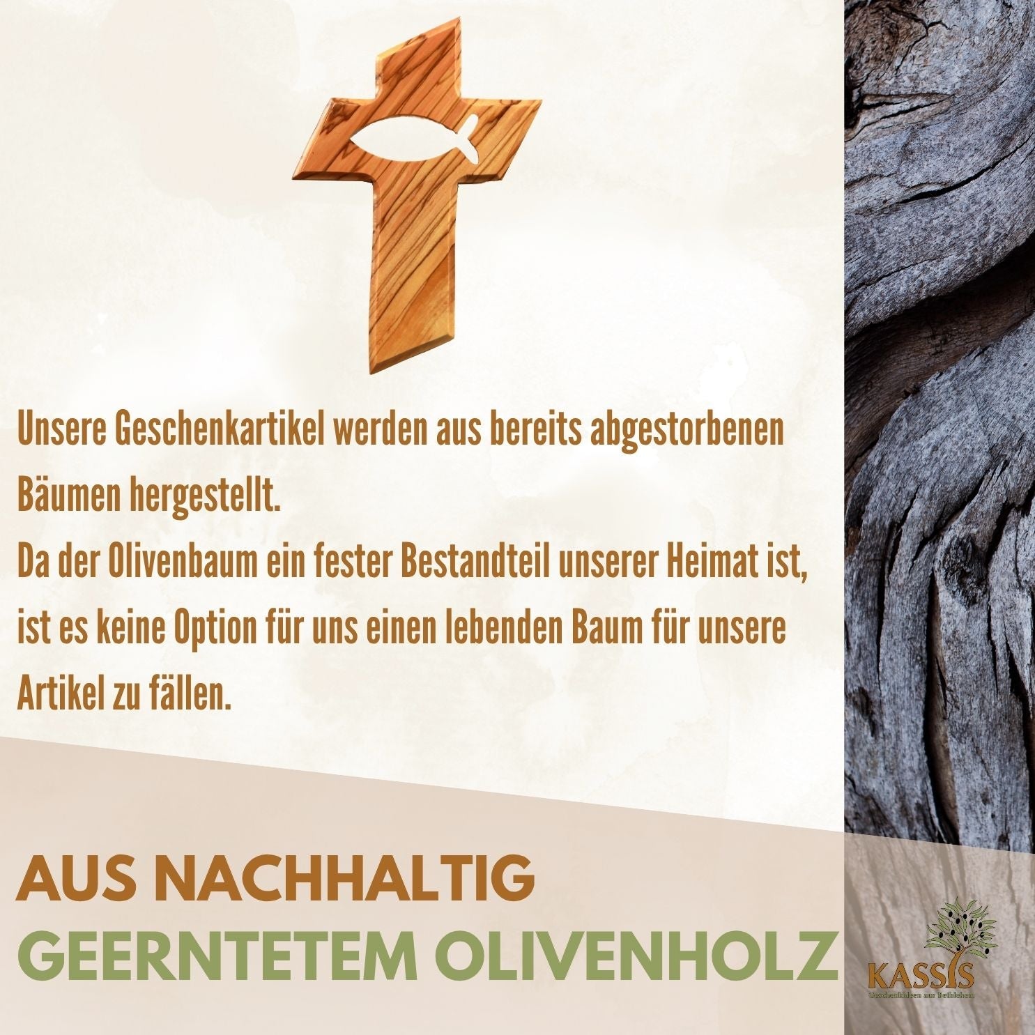 Olivenholz Kreuz mit Fisch (13 cm) | Wandkreuz als Geschenk zur Taufe, Kommunion & Geburt